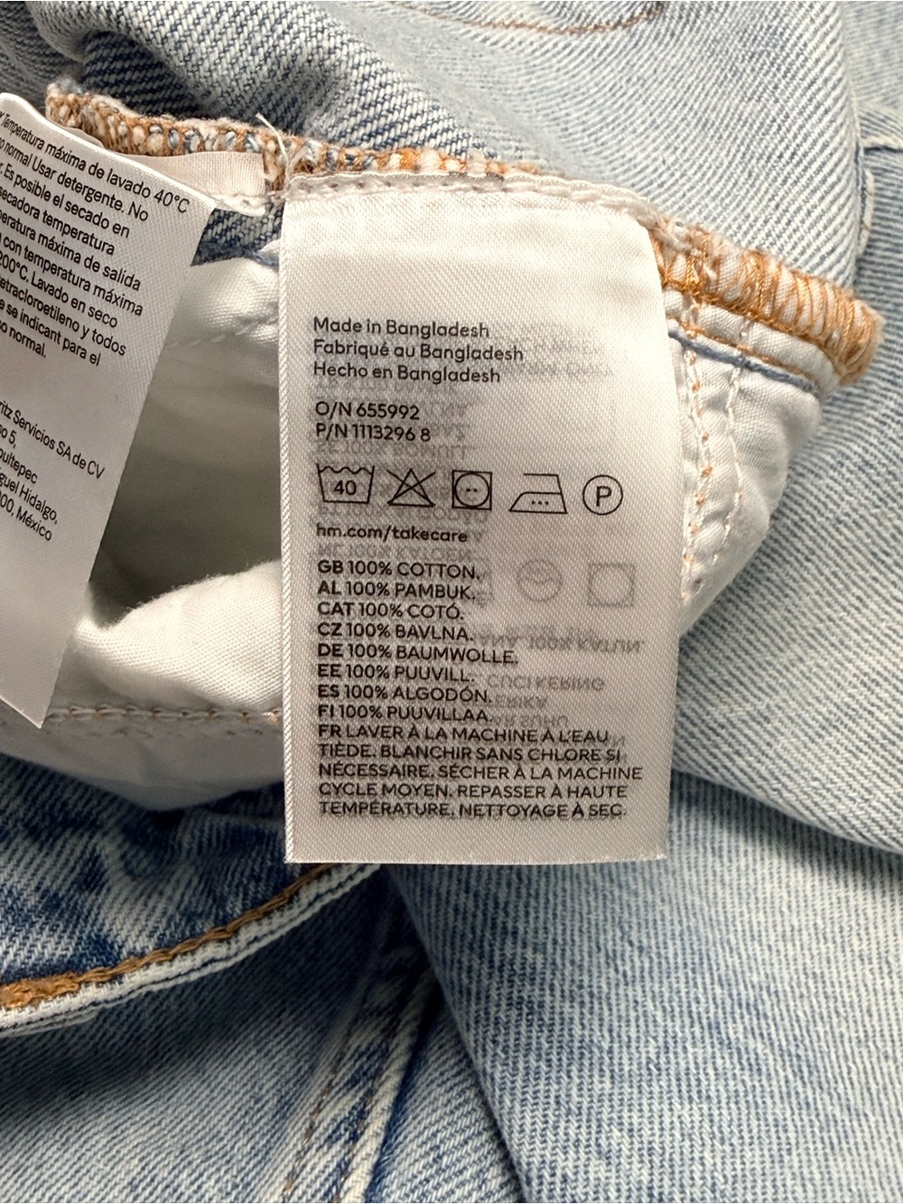 H&M &Denim Baggy Low Waist Jeans Light Wash 100% Cotton US 6 EU 38 - Picture 9 of 9